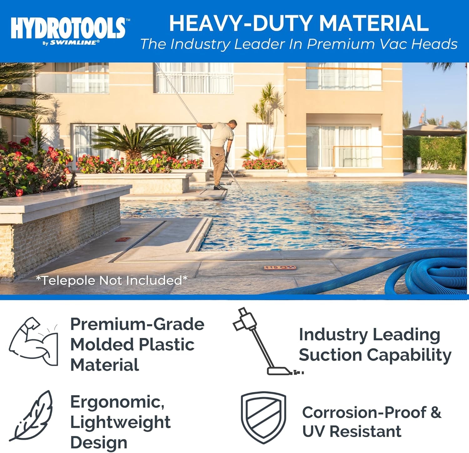 SWIMLINE HYDROTOOLS Manual Pool Vacuum Head Attachment For Inground Butterfly