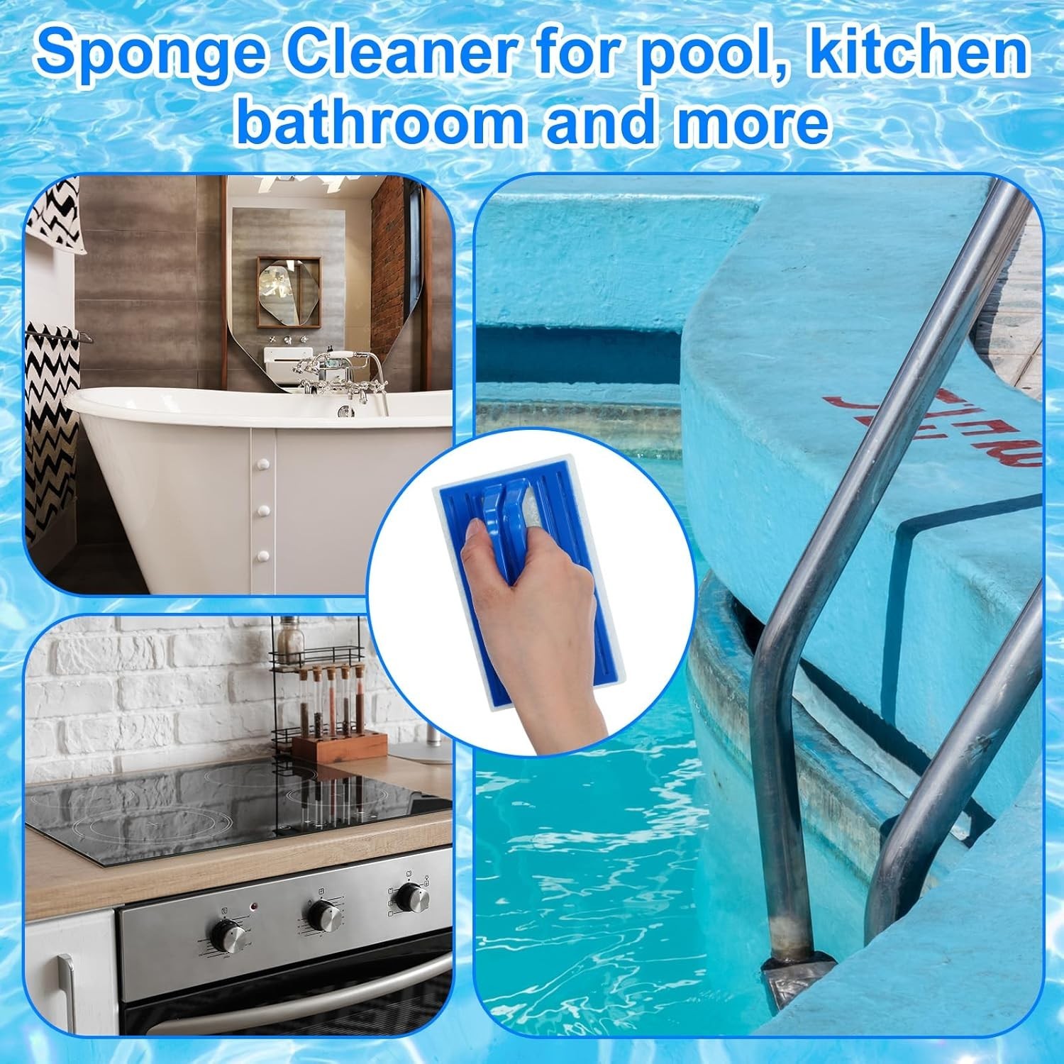 5-Piece Pool Cleaning Kit with Stainless Steel Brush, Pumice Stones, Scrub Br…