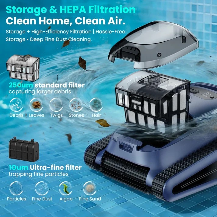 (2026 Upgrade) Cordless Robotic Pool Cleaner Wall Waterline Cleaning App Support