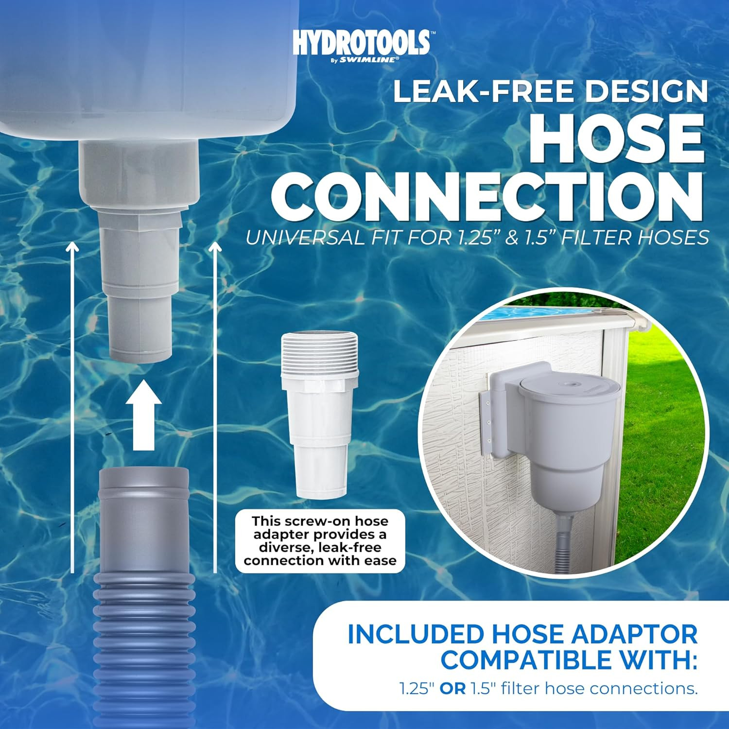 HYDROTOOLS GREY Standard Thru-Wall above Ground Pool Skimmer Kit | ABS Construct