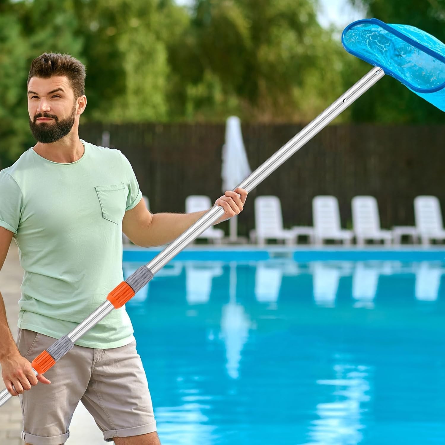 Universal Fit 16 ft Telescopic Pool Pole – Lightweight and Durable Cleaning Tool