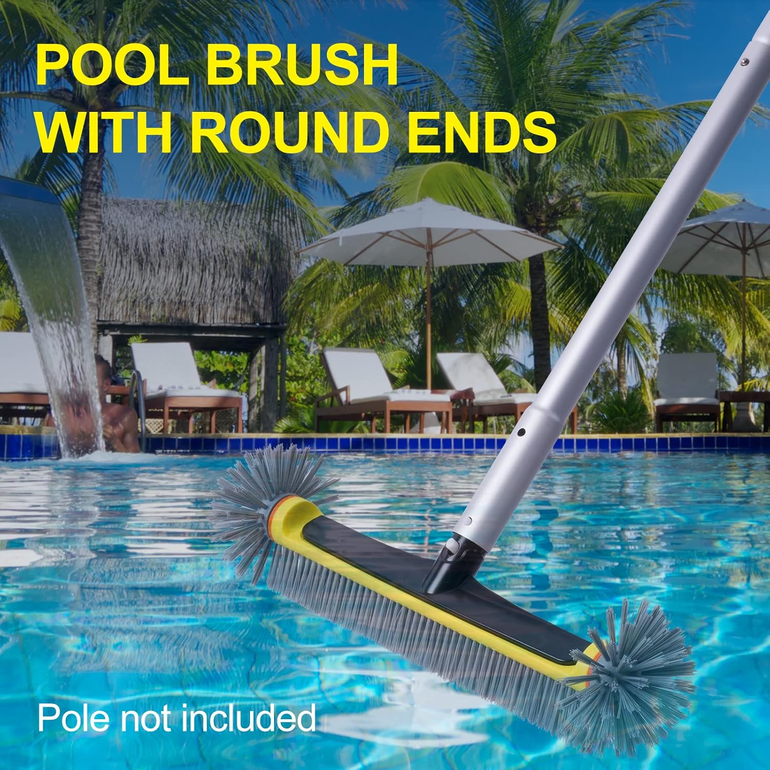 Pool Brush Head with round Ends, Heavy Duty Pool Brushes for Cleaning