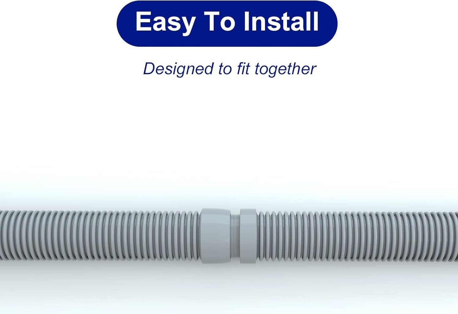 Professional Pool Vacuum Hose 26ft 1.5&Prime; 8-Piece Extension Grey Plastic