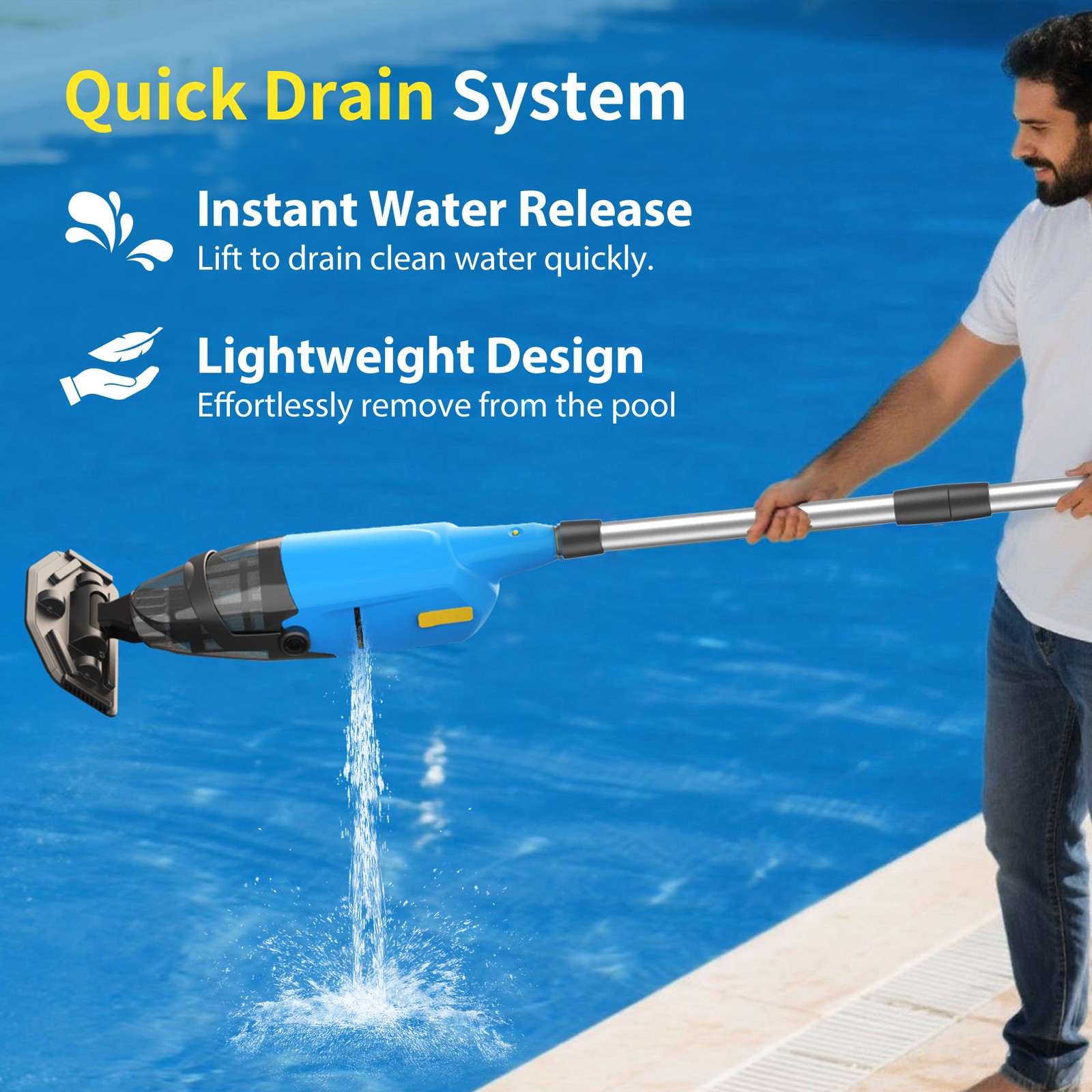 Handheld Cordless Pool Cleaner Rechargeable Pool Vacuum Powered 9000mAH Battery