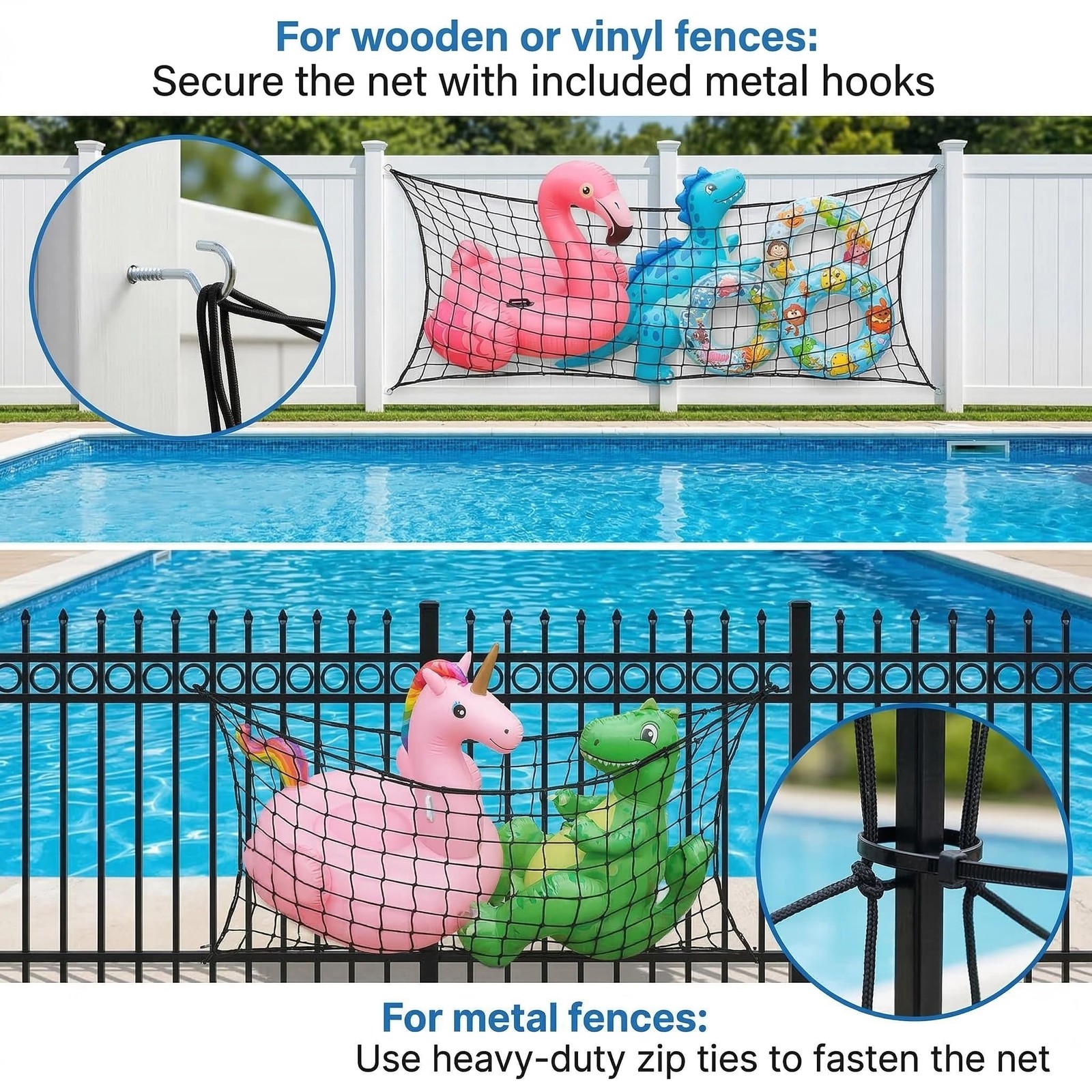 Extra Large Pool Float Storage Net, 71 »×47 » Hanging Swimming Pool Organizer…