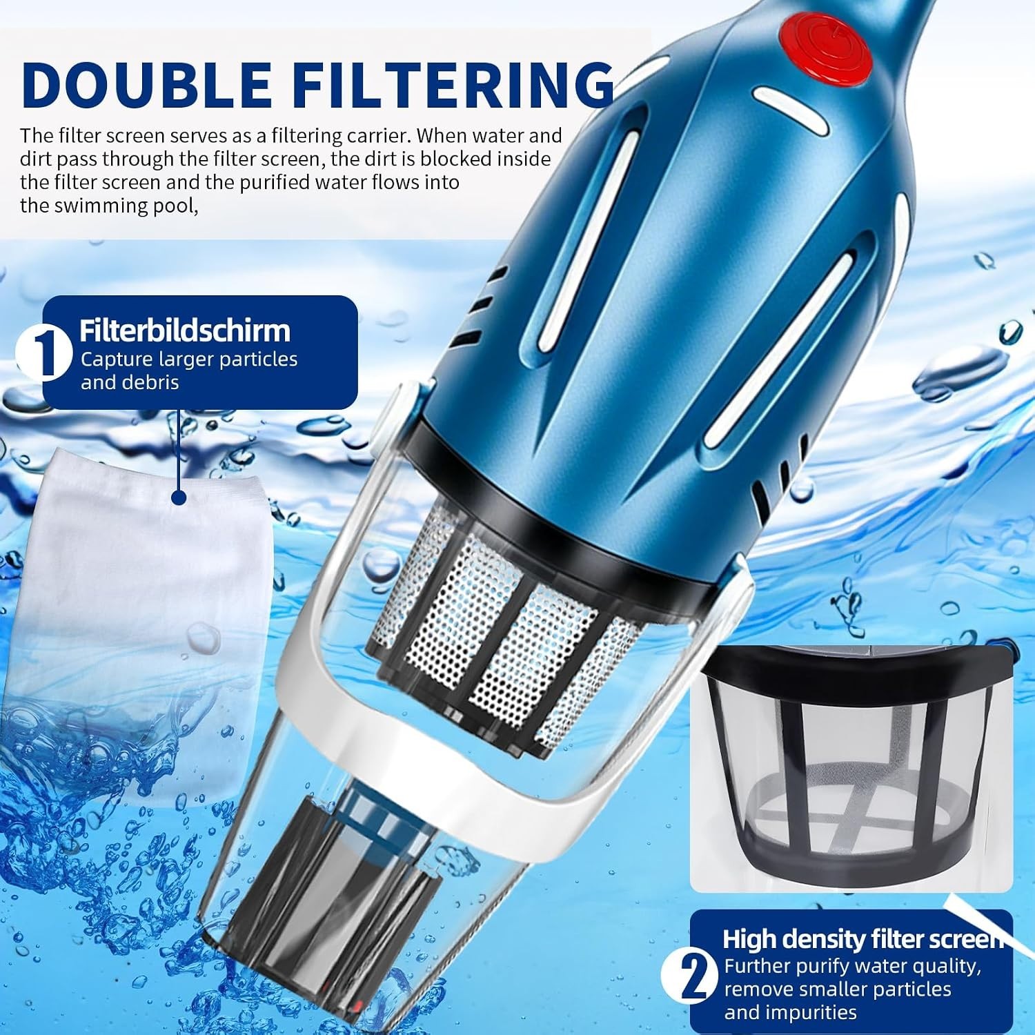 Rechargeable 18.5 GPM Cordless Pool Vacuum for Above Ground & Inground Pools