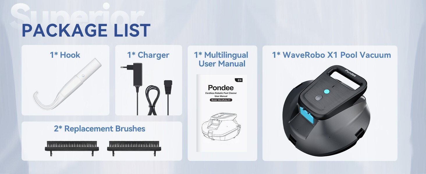X1 Pool Vacuum Robot, Cordless Robotic Pool Cleaner with 120 Mins Runtime