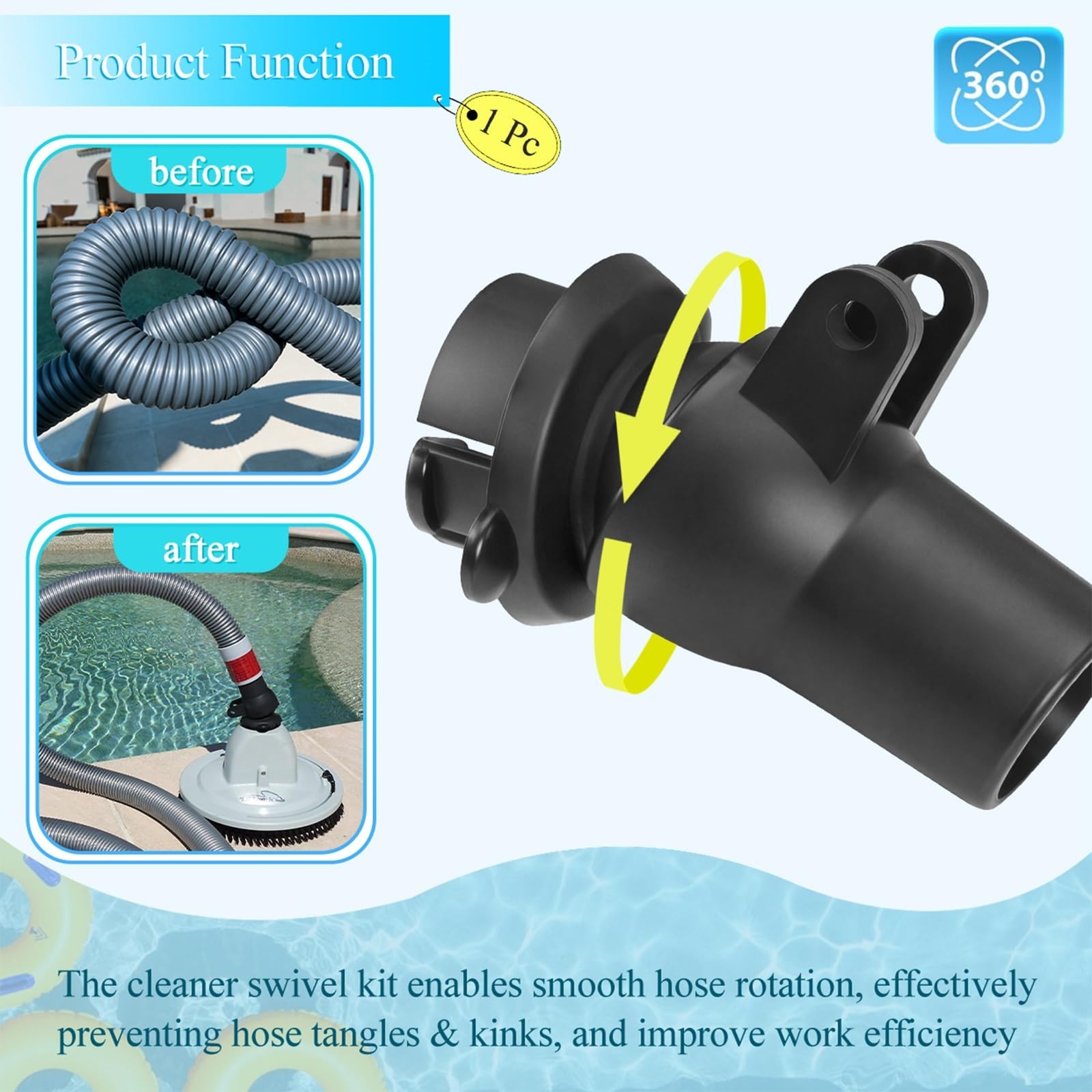 Pool Cleaner Swivel Kit Assembly for Above & In-Ground Cleaners – Replacement Pa