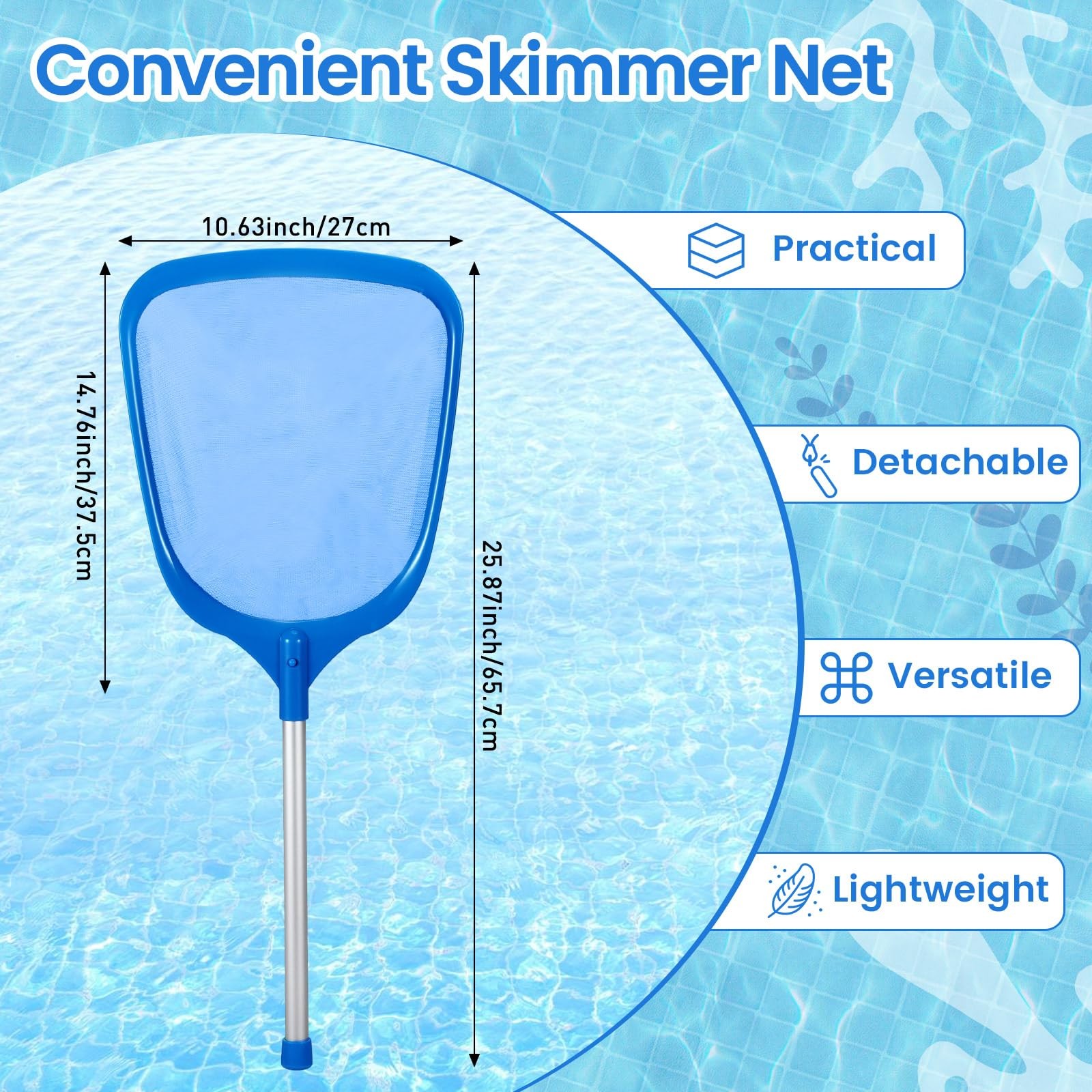 3 Pcs Hot Tub Accessories Kit with 26 » Spa Skimmer Net, Curved Brush, Handy …
