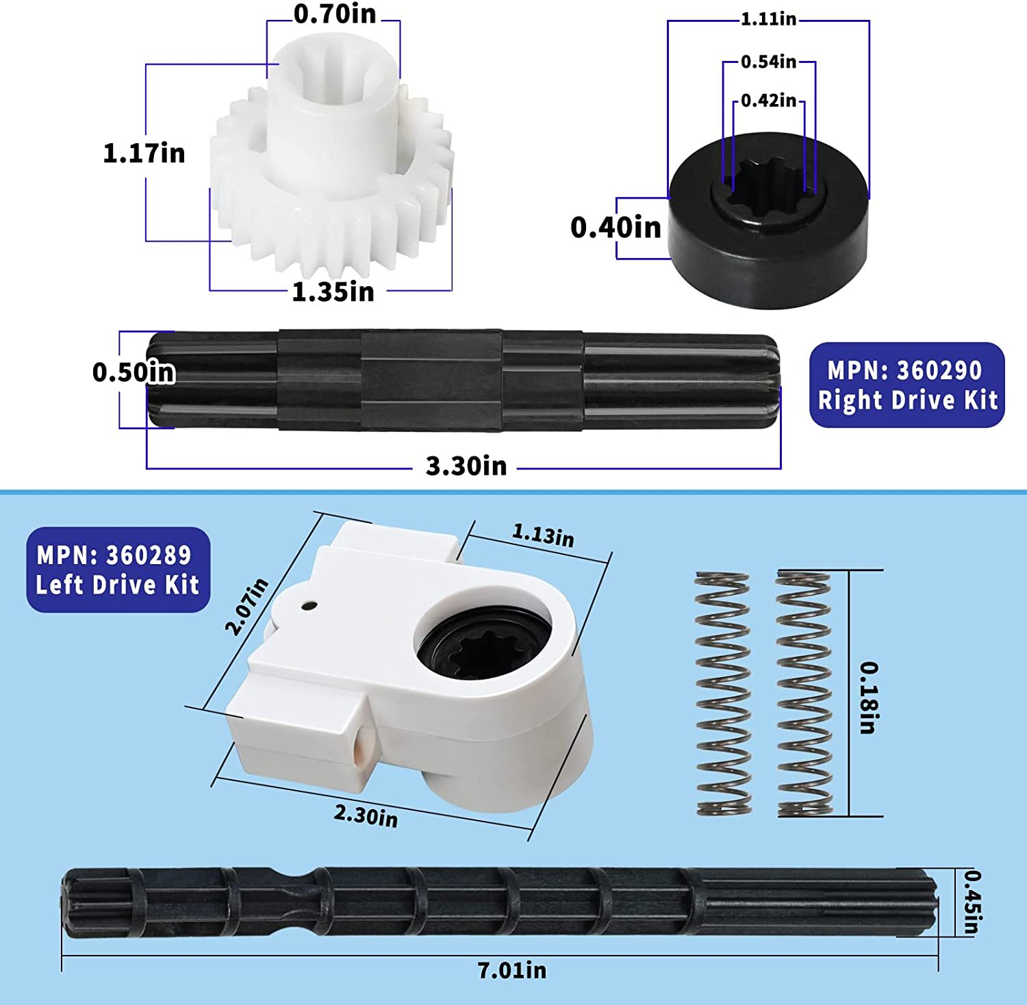 360289+360290 Left Right Drive Combo Set For Kreepy Krauly Warrior Pool Cleaners
