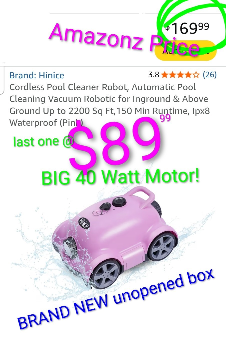 Robotic Pool Cleaner🌞 Automatic Pool Vac☀️ Cordless Pool Vacuum🌴 BIG 40w Motor
