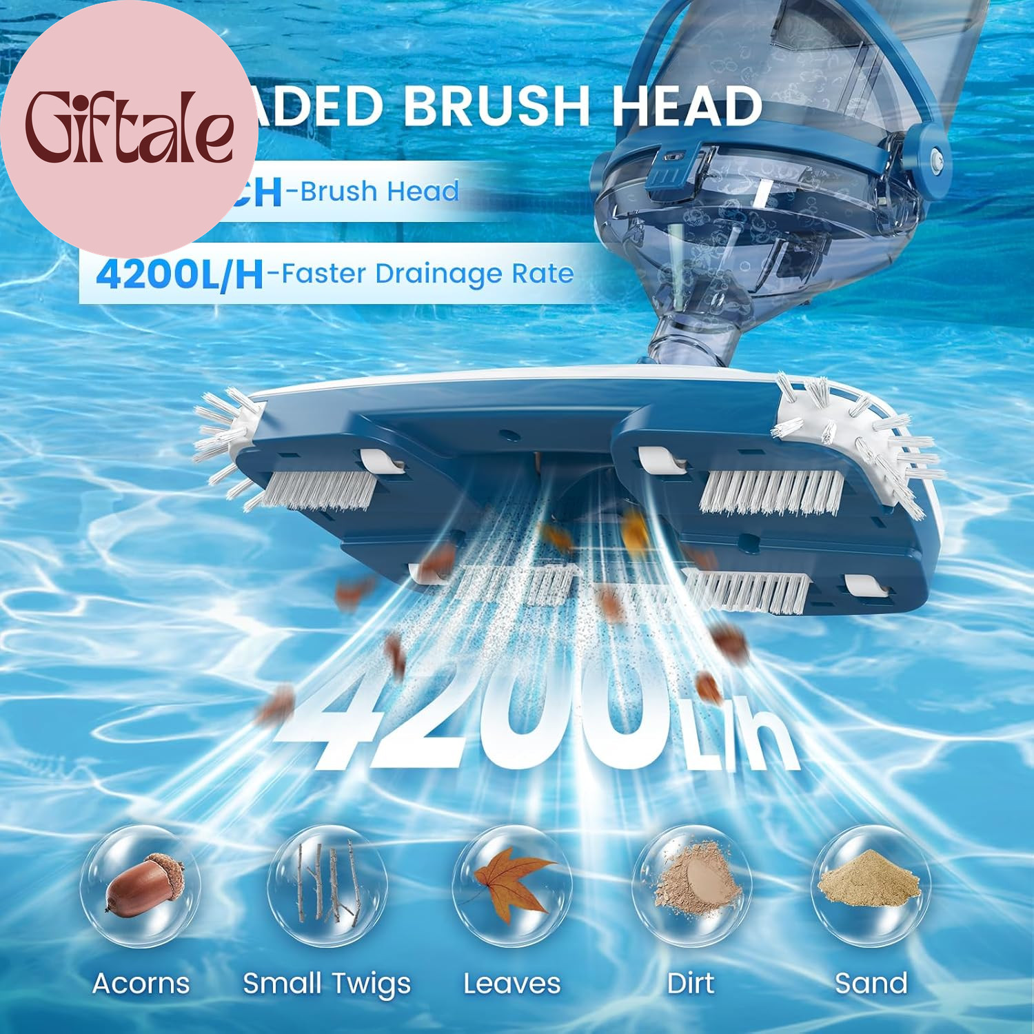 Pool Vacuum for above Ground Pool, Upgraded 13.4&Prime; Wide Head & Telescopic Pole, 1