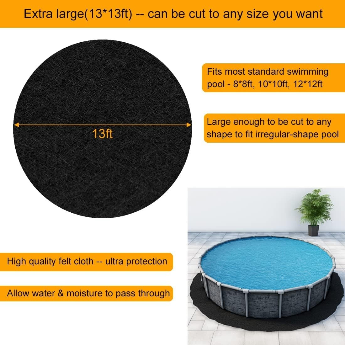 Customize Your 13x13ft Pool Pads – Protect Your Pool with Quality Felt Material