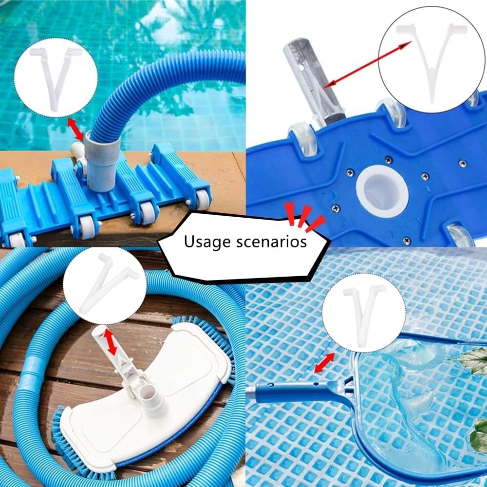12Pcs Pool Brush Clips Plastic Pool Pole Clips Perfect V Pool Clips Pool Butt…