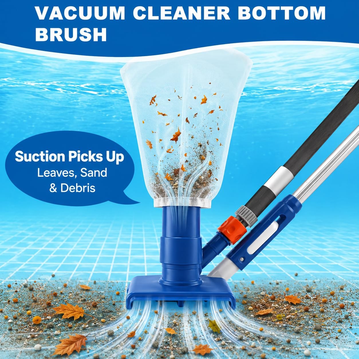 KKZACONL Pool Cleaning Kit Pole Spa Vacuum Net Brush