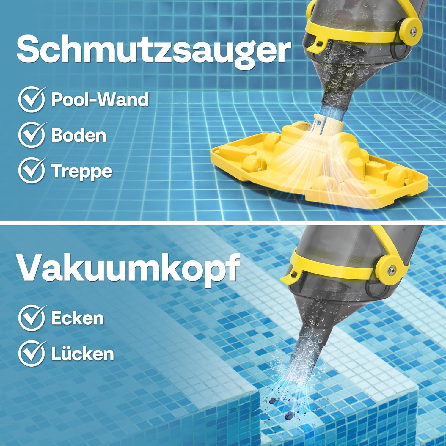 Cordless Pool Vacuum with Telescopic Pole, Powerful Suction up to 18.5 GPM, 60 M