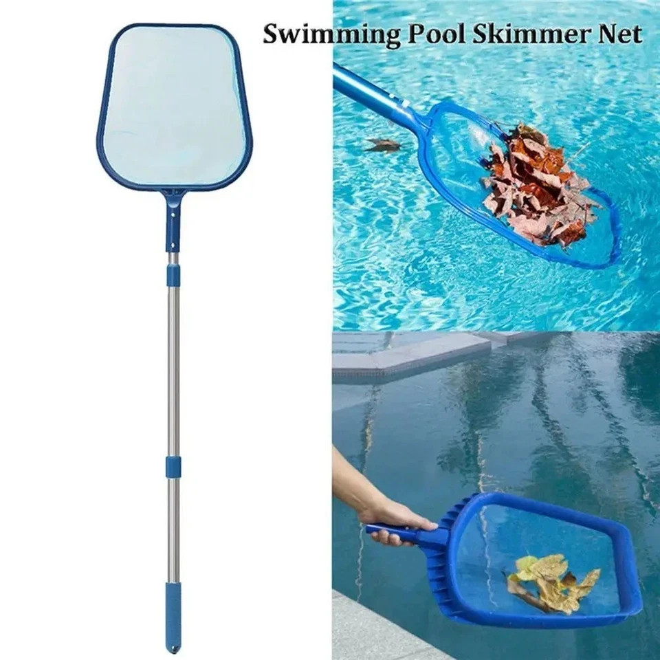 31-48 Inch Adjustable Telescopic Pool Leaf Skimmer Duty Fine Mesh Leaf Skimmer