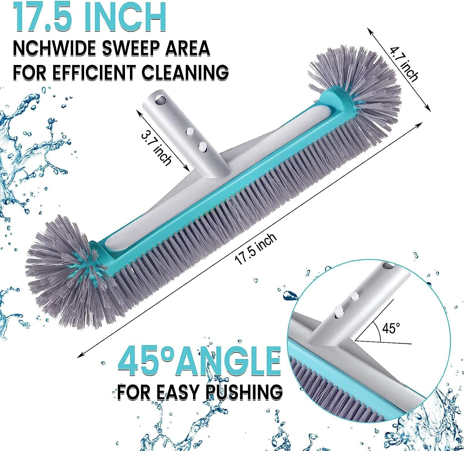 Swimming Pool Brush Head with round Ends，17.5&Prime; Heavy Duty Aluminum Back Head