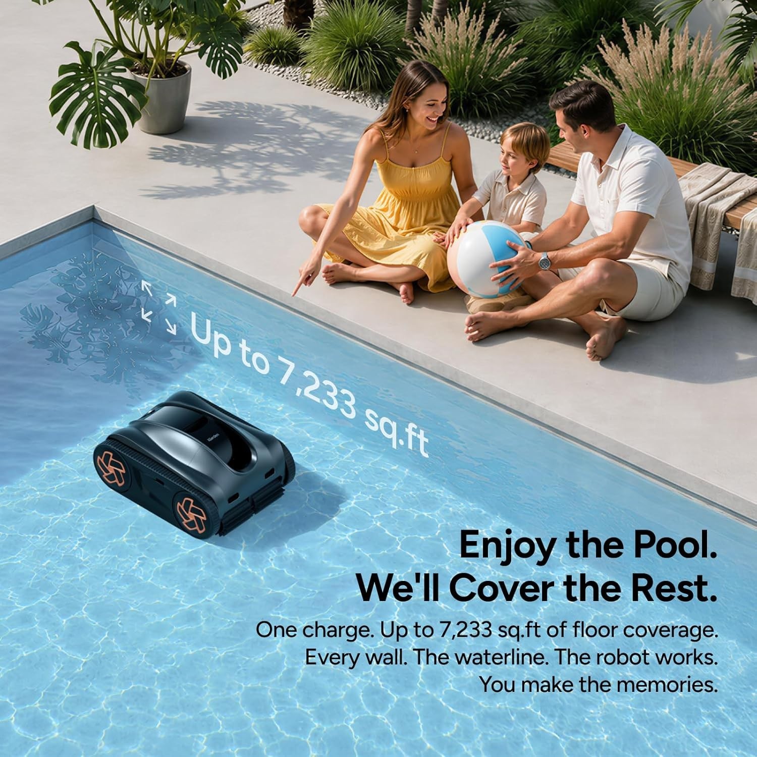 iGARDEN 7H Runtime Cordless Robotic Pool Cleaner Wall Climbing For Inground