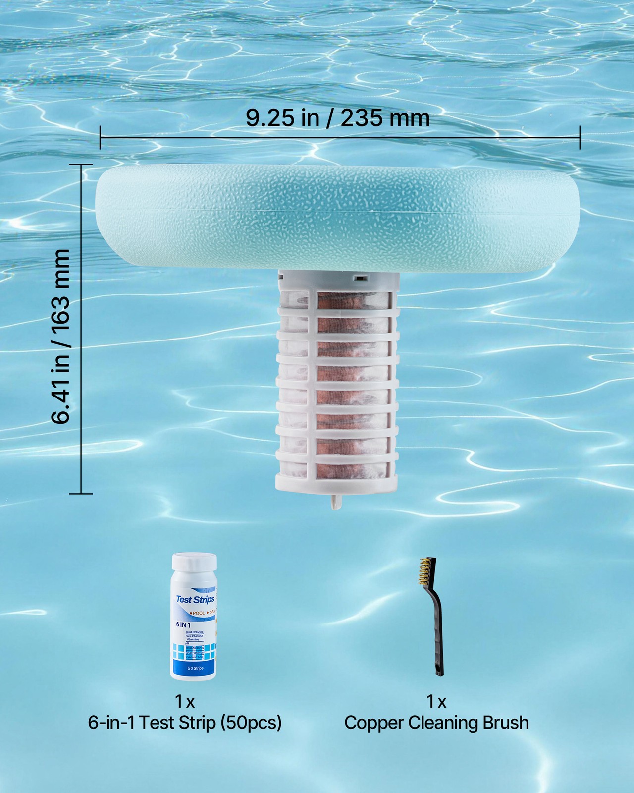 VEVOR Solar Pool Ionizer Hexagon Copper Pool Ionizer Up to 45000 Gal Green