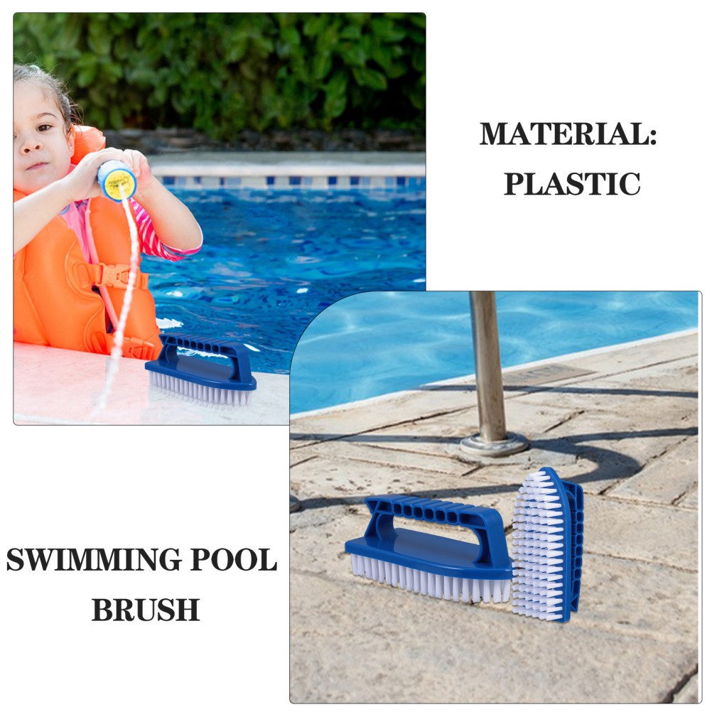 2Pcs Reusable Pool Scrub Brush with Comfort Grip for Bathroom and Floor Cleaning