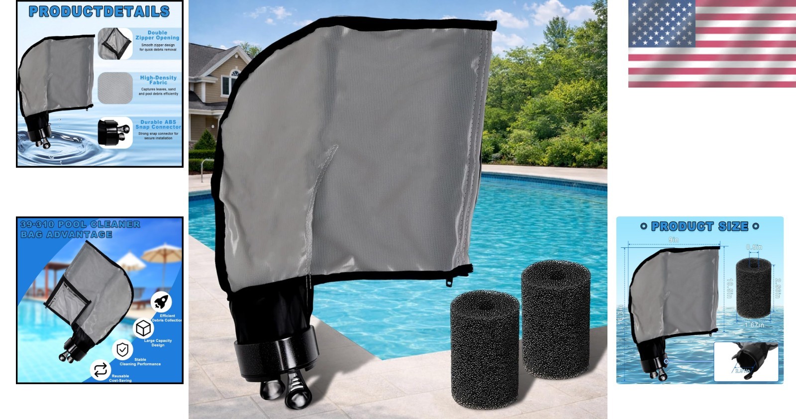 3900 Sport P39 Pool Cleaner Bag – 5L Capacity, Double Zipper for Polaris