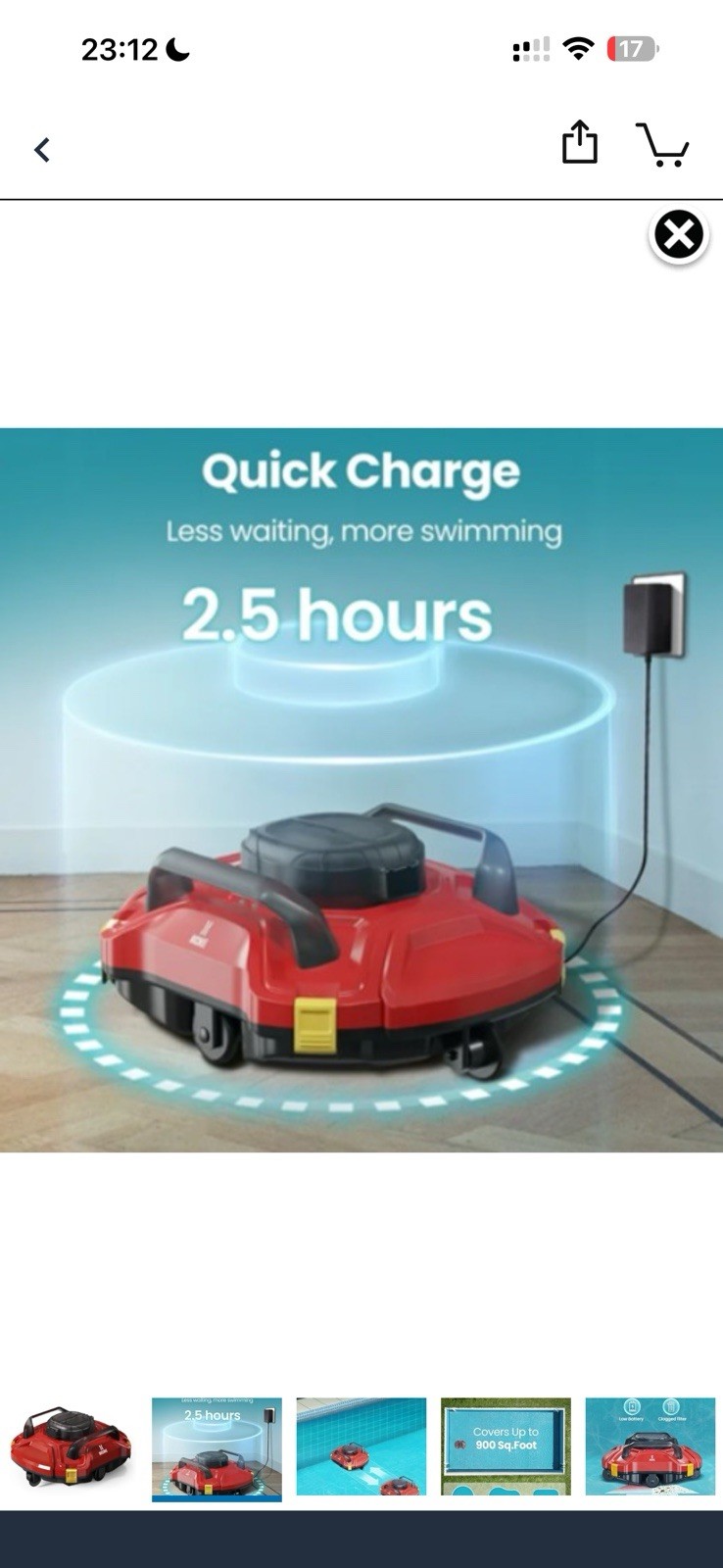 HICHEE P1 Cordless Robotic Automatic Pool Cleaner, 900 sq ft. Battery – NEW