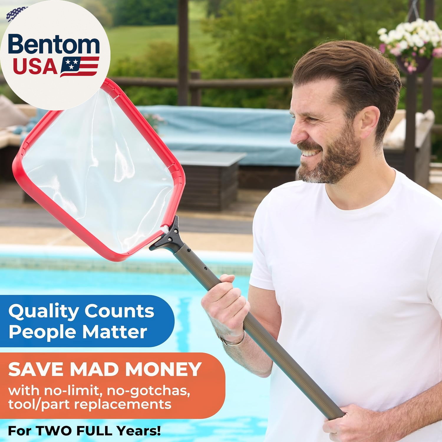 Protuff Flat Pool Skimmer Net – 2 Year Unconditional Free Replacement – Heavy-Du