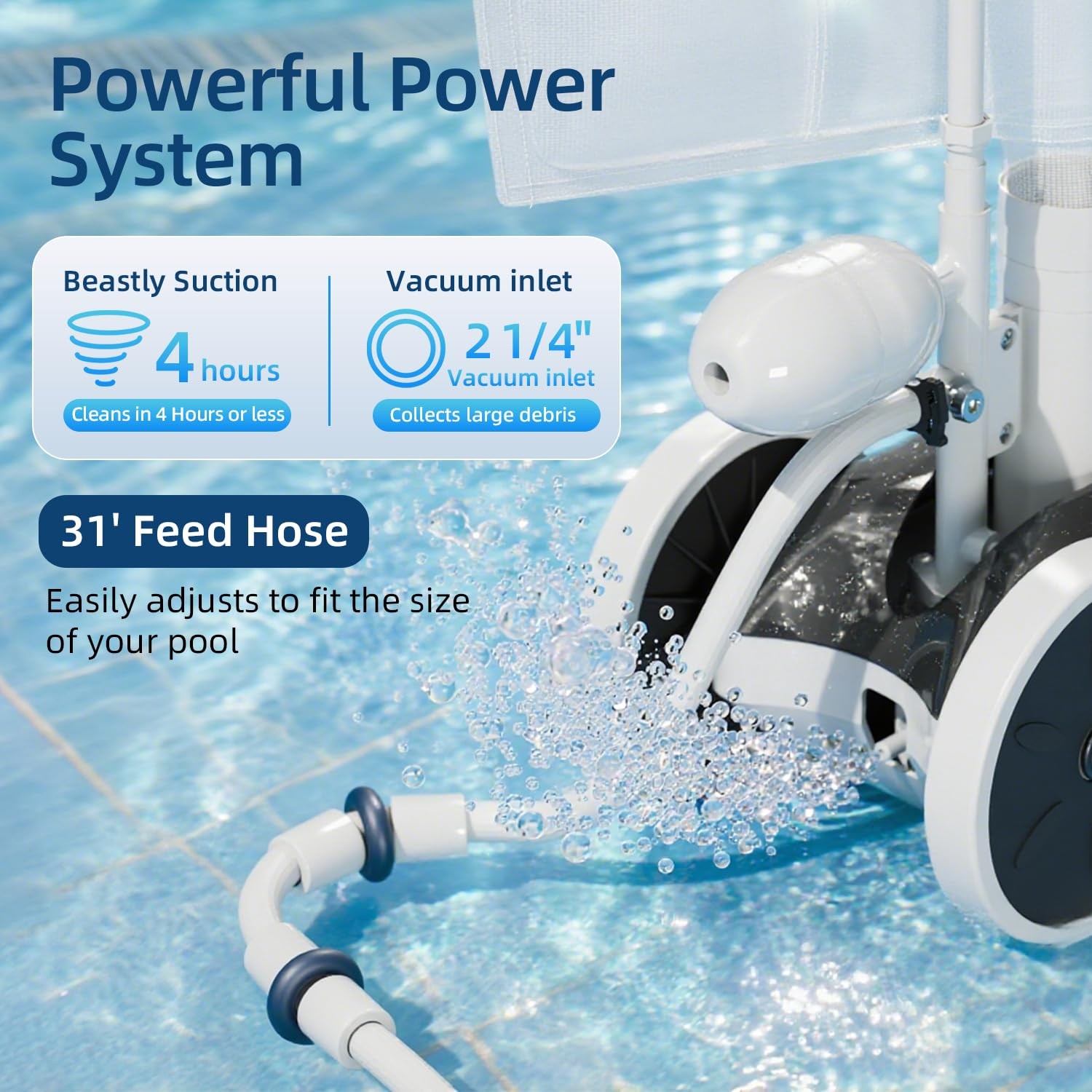 MAKHOON Upgrade Pool Pressure Side Sweeper – Professional White and Black
