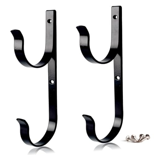 2 Pcs Set Pool Pole Hangers Heavy Duty Aluminium Holder with Screws Black