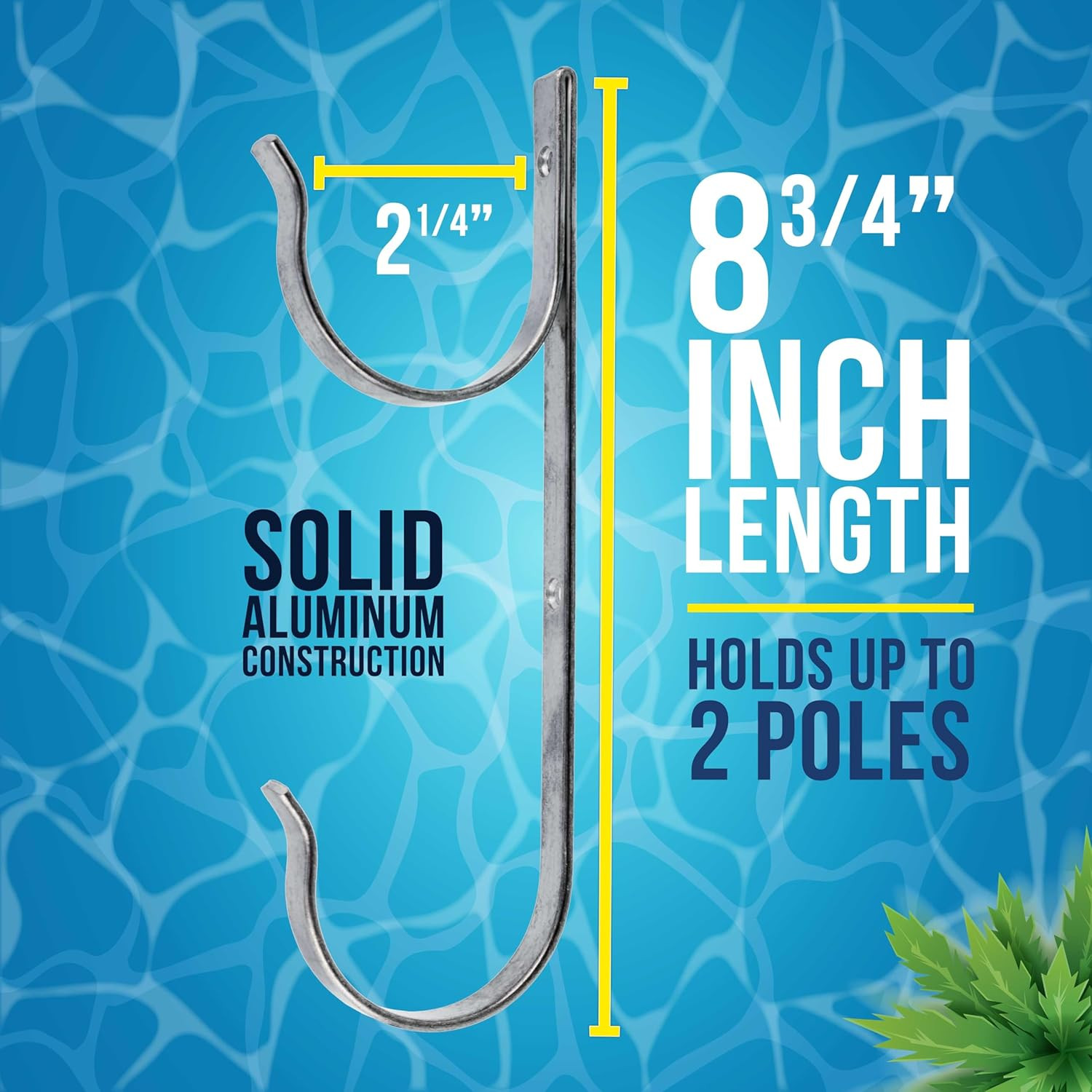 Pool Pole Hanger – 2 Aluminum Pool Hooks for Poles – Equipment Fence Hook for Ne