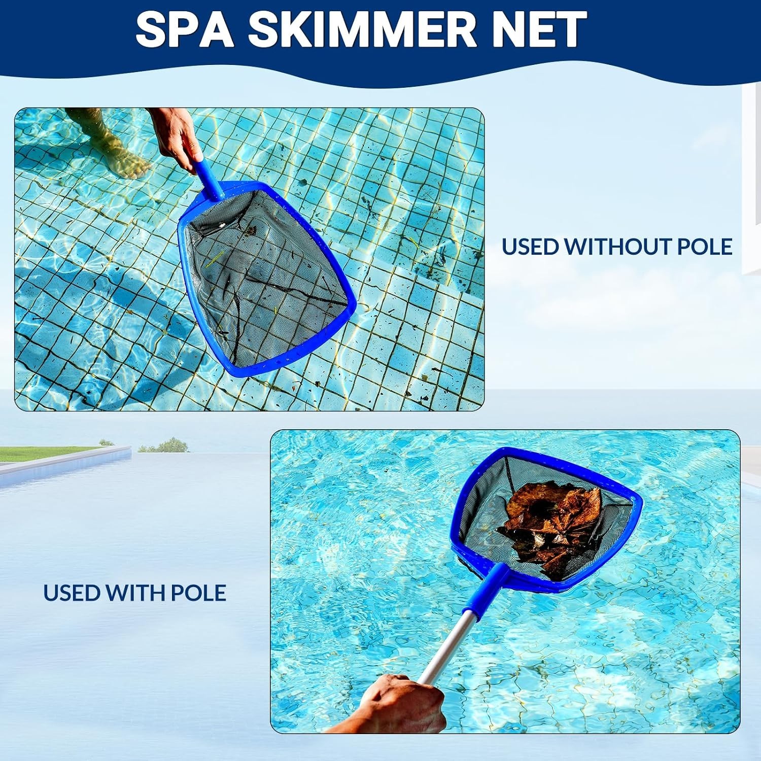 Pool Skimmer Net, Hot Tub Skimmer Spa Net with Pole, 26.3 », Ultra Fine Mesh …