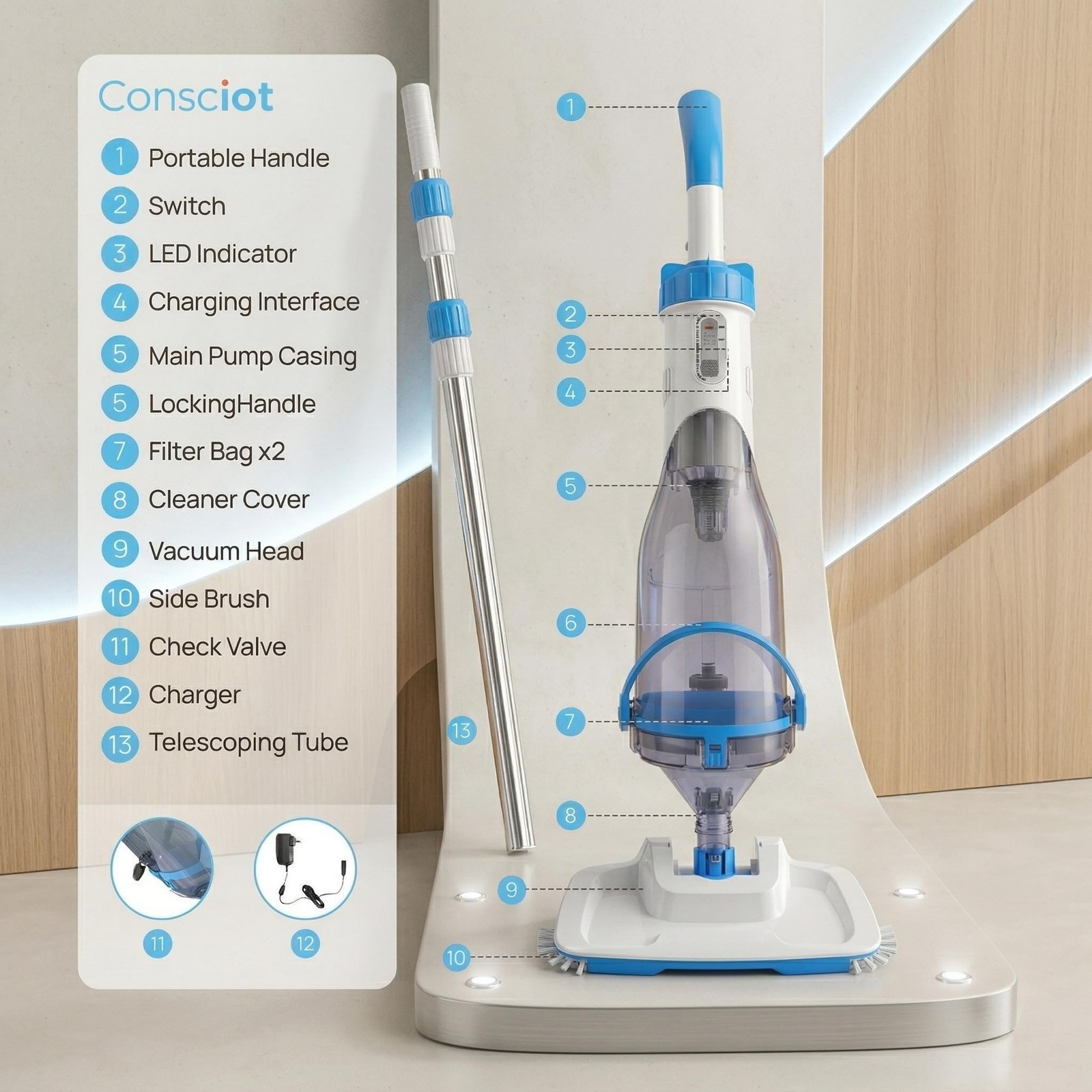 Pool Vacuum for Above Ground Pools & Inground Pools, 2026 Update for Motor, R…
