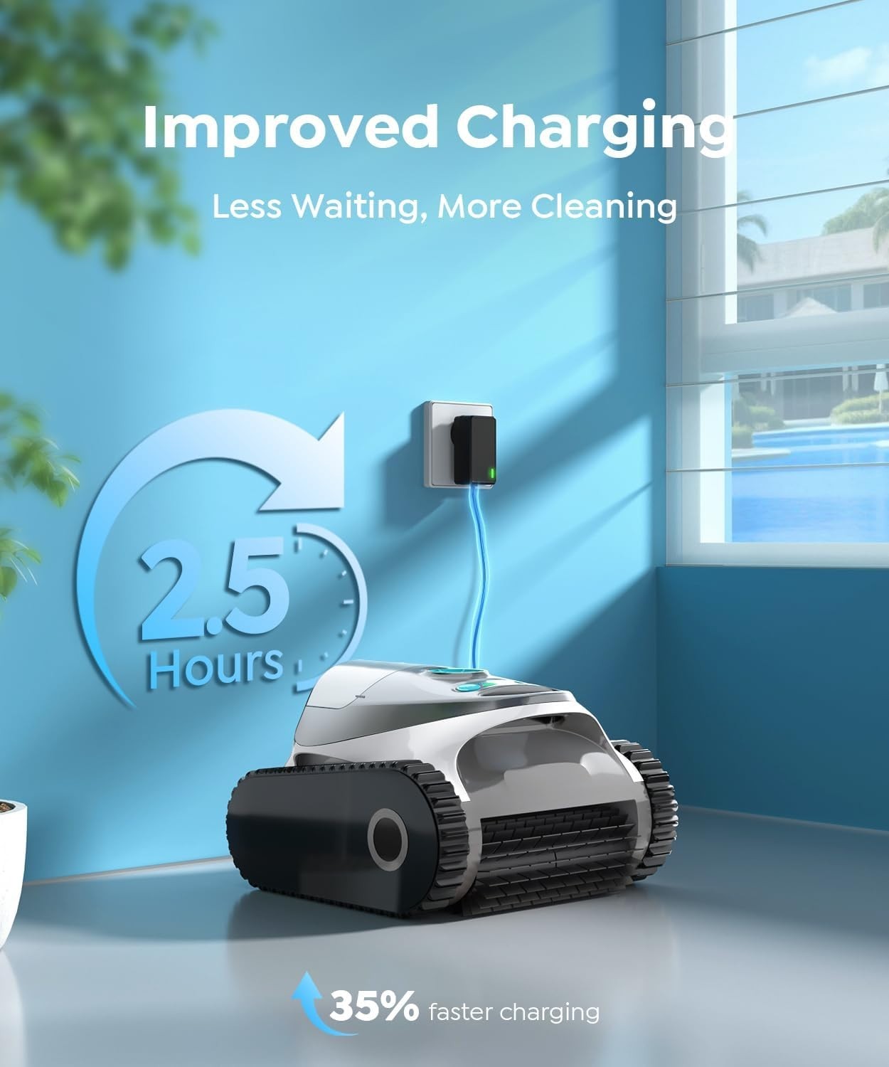 BRINBO C1 Cordless Robotic Pool Cleaner Wall Waterline Vacuum Robot