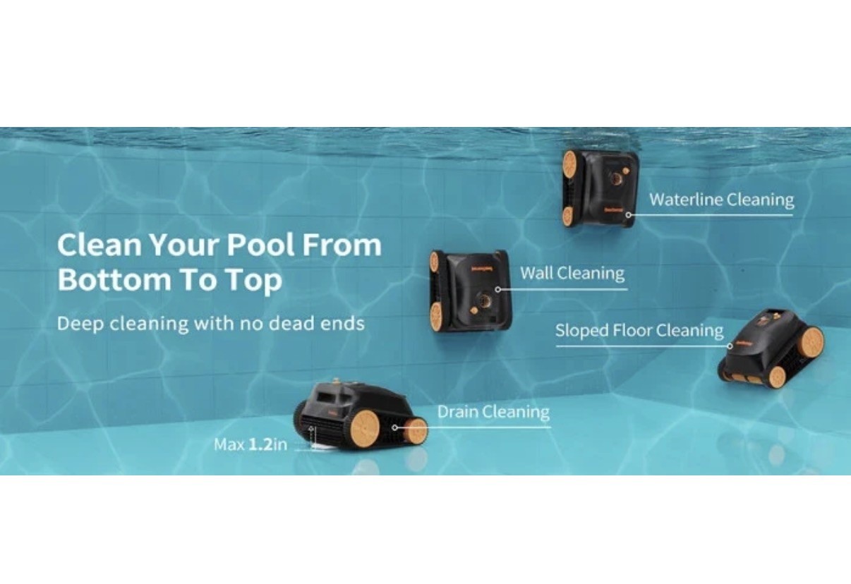 Nebula Cordless Robotic Pool Cleaner Wall Climbing Waterline 3H Runtime