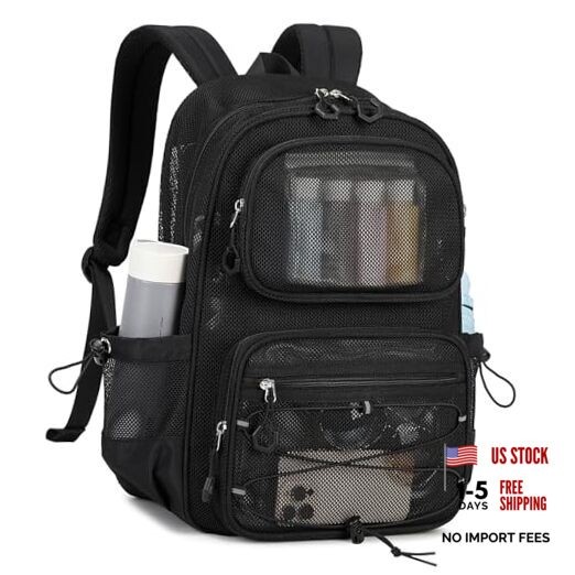 Mesh Backpack, Heavy Duty See Through Backpack Ultra-Lightweight Net Black