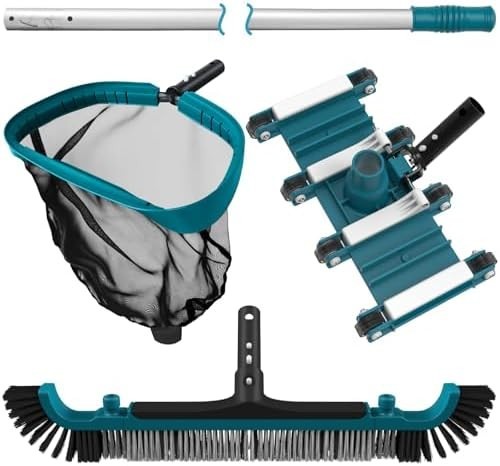 Pool Cleaning Kit 13FT Pole Net Vacuum Head Brush Above Inground Pool Set Deluxe