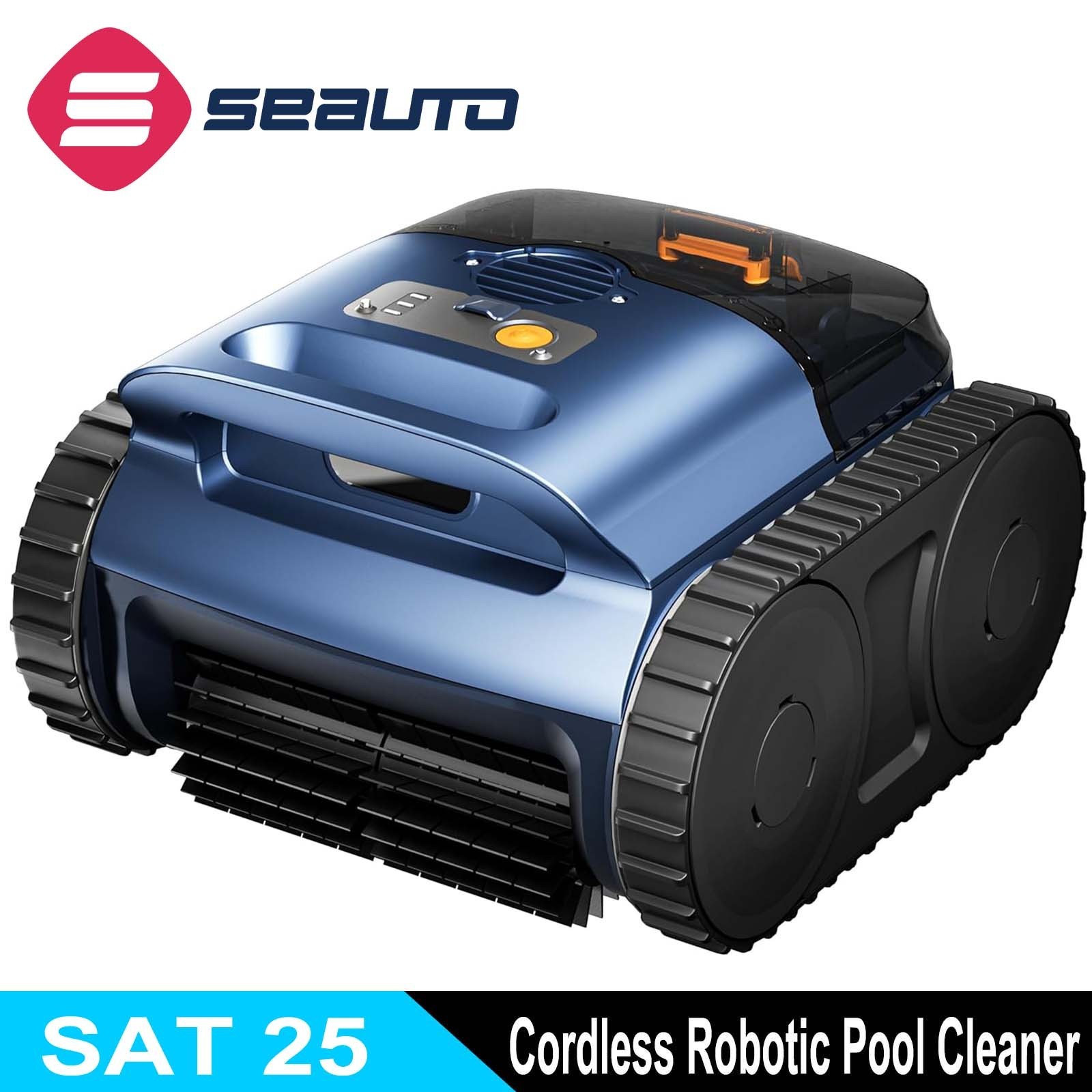 Seauto Cordless Robotic Pool Vacuum, Sonar Navigation Pool Cleaner Track Drive