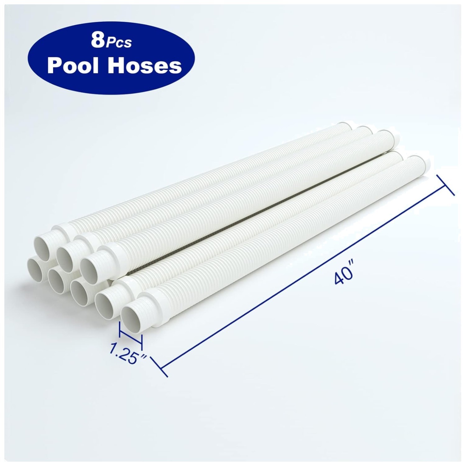 Pool Vacuum Hose Set – 8 Hoses, 1.5” Diameter