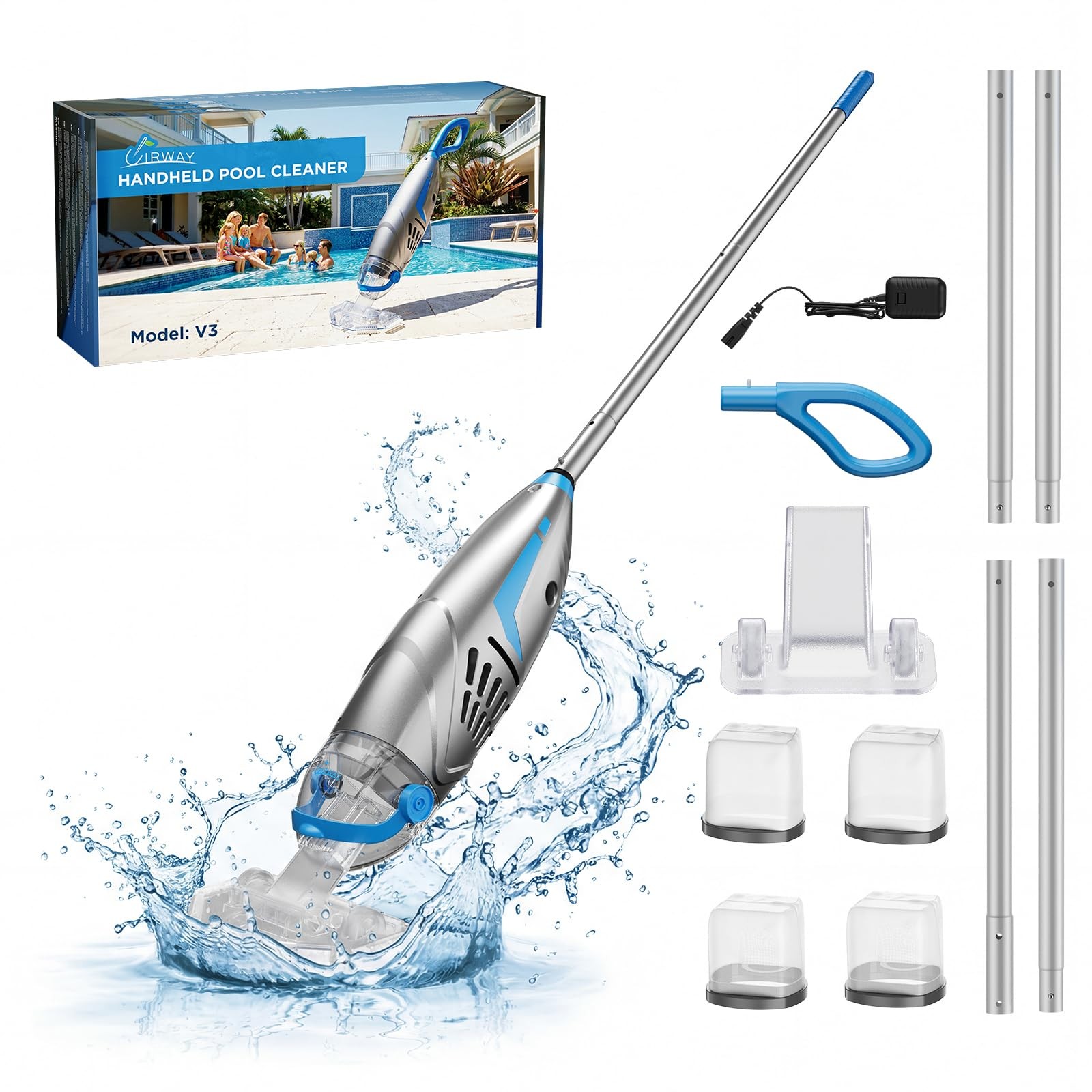 V3 Cordless Pool Vacuum for Above Ground Pools, Upgraded 26.5 GPM Powerful Su…