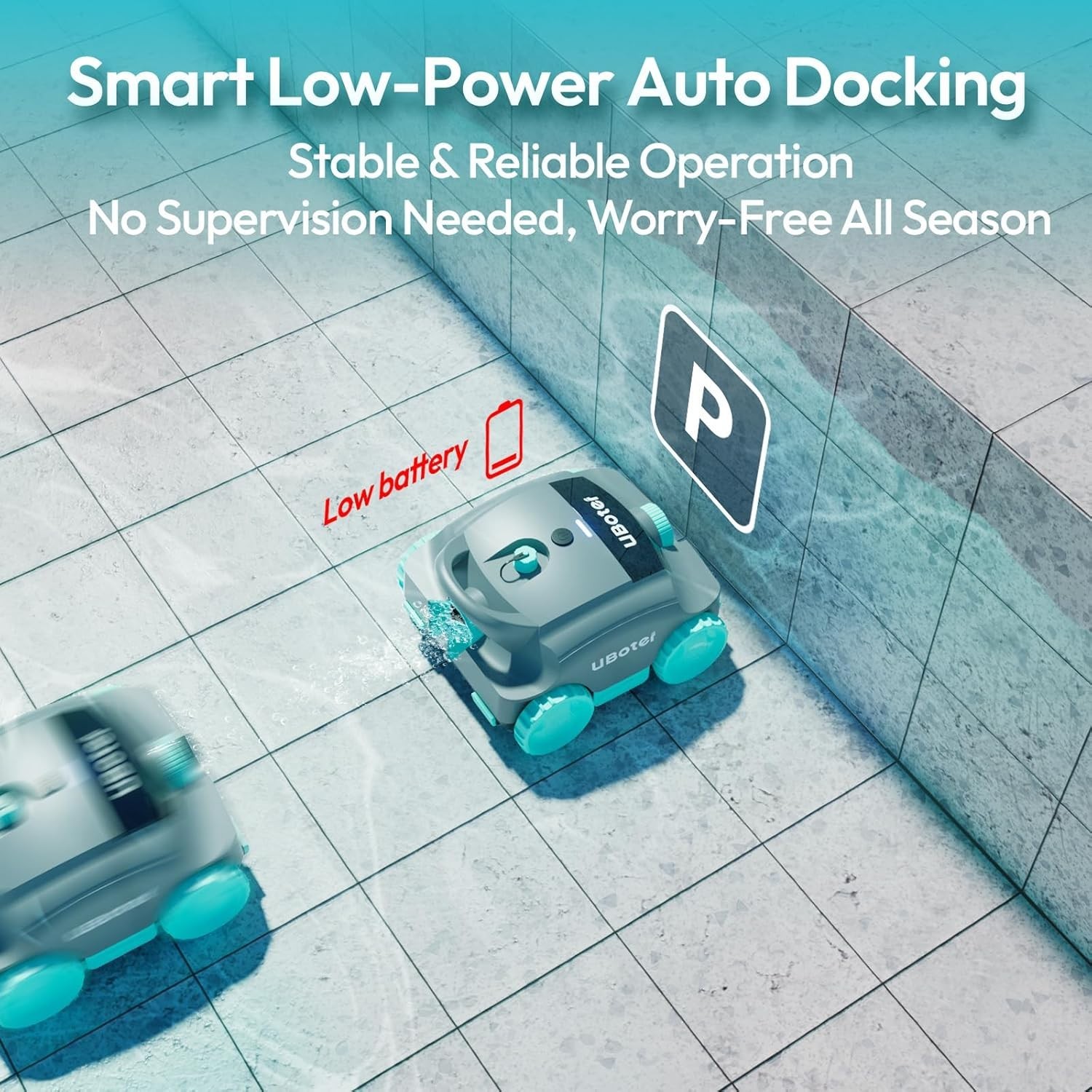 Cordless Robotic Pool Vacuum E10 for Flat-Bottom Pools Up to 860 Sq.Ft