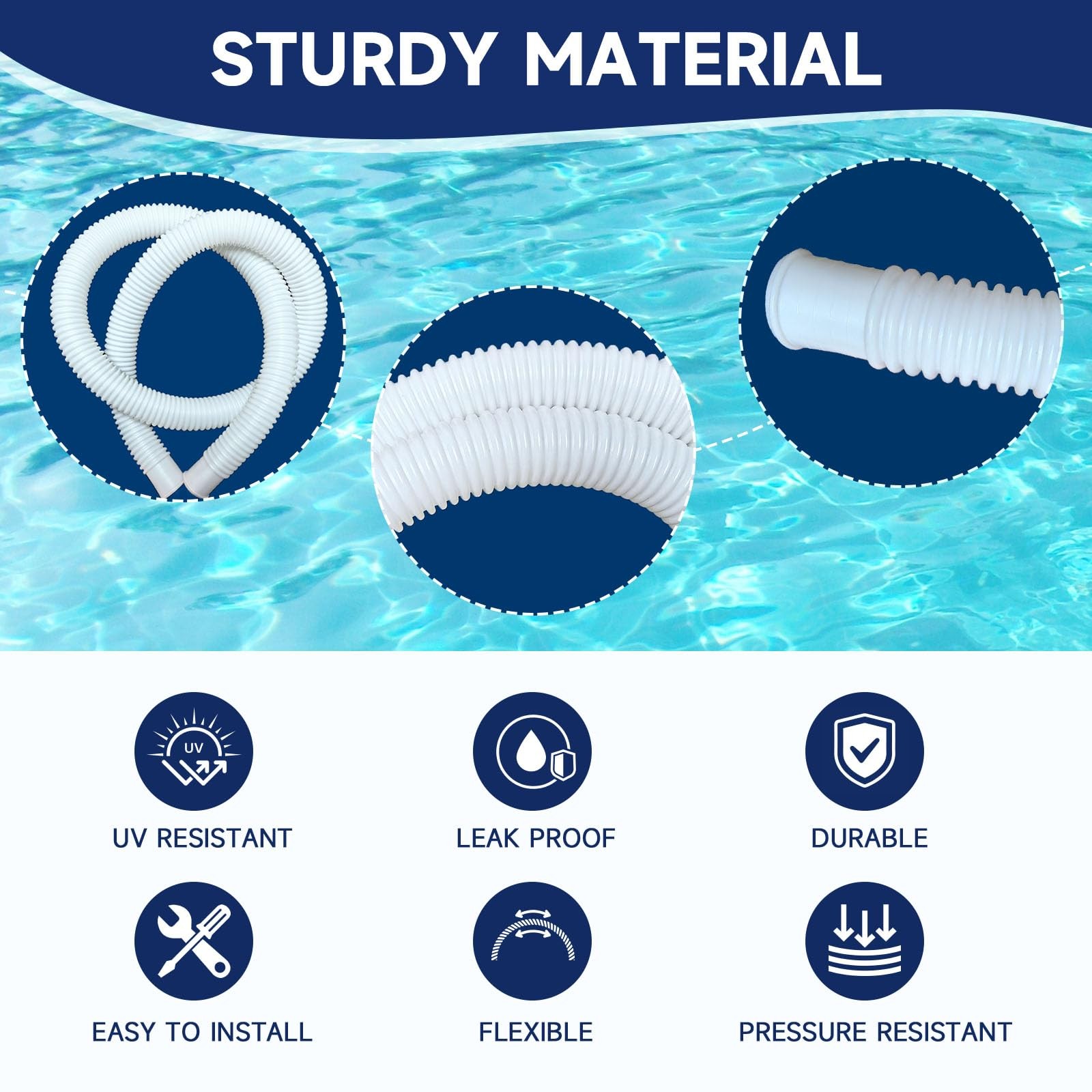 Pool Hoses for Above Ground Pools, 4 Pack 1.25 x 59 Inch 1.25*59inches, White