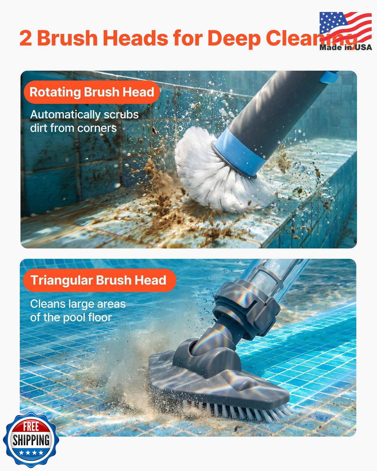 VEVOR Handheld Pool Vacuum, 8.5 GPM Cordless Spa Hot Tub Vacuum with Extension P