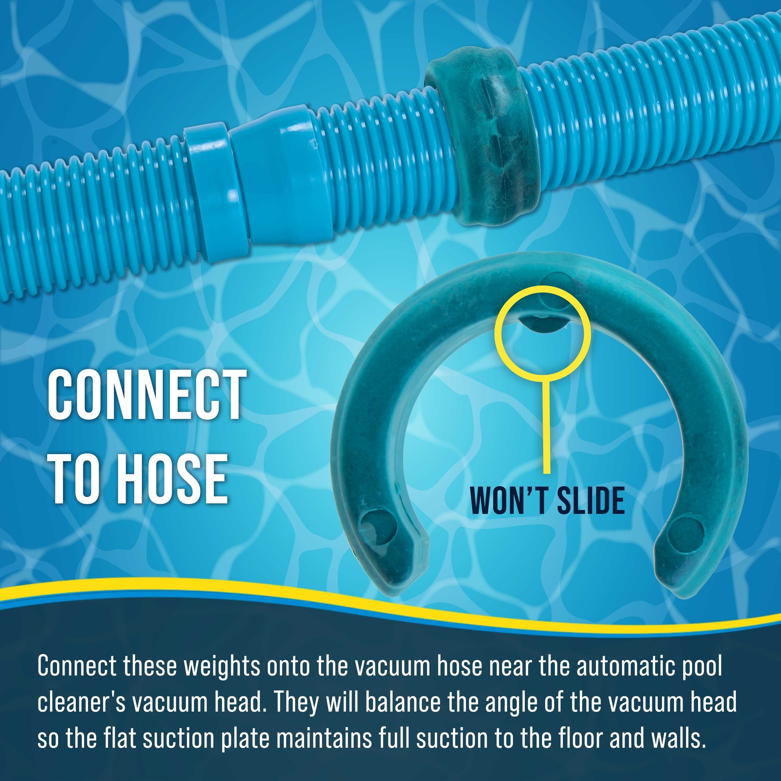 2 U.S. Pool Supply Universal Automatic Pool Cleaner Vacuum Hose Weights, Blue