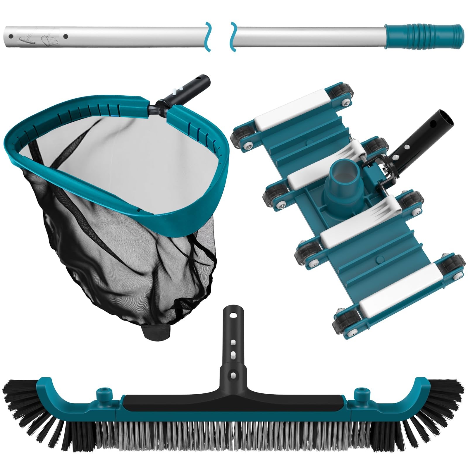 Deluxe Swimming Pool Cleaning Kit Including Pool Net and Vacuum Head, Pool Br…