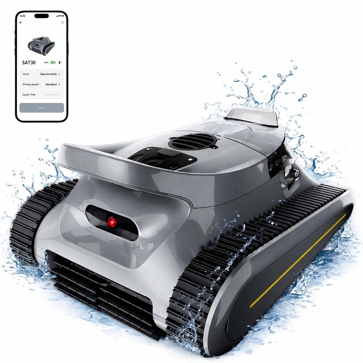 Seauto SAT30 Cordless Robotic Pool Vacuum, Wall Climbing Dual Brushless Motors
