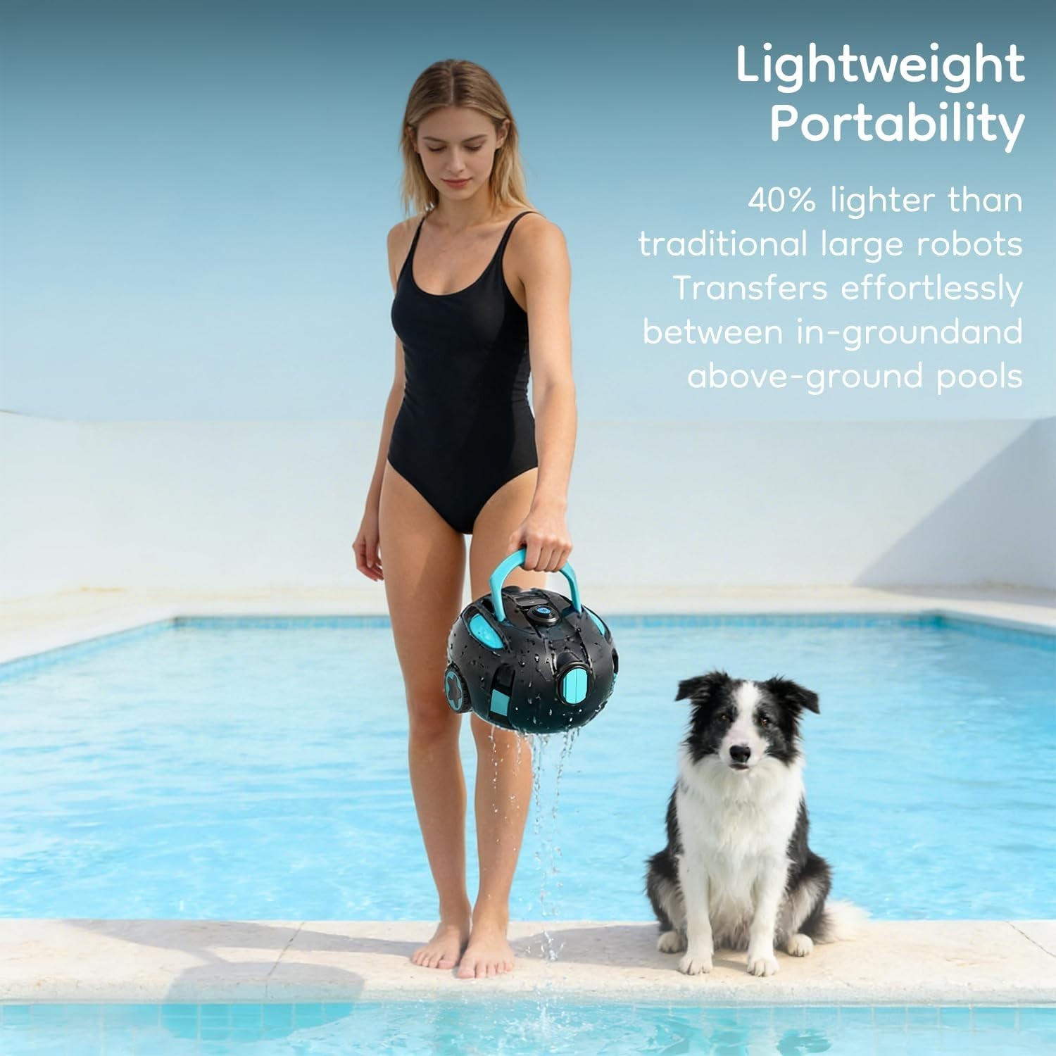 Sleek Automatic Pool Cleaner with Dual Suction – Battery-Powered Efficiency