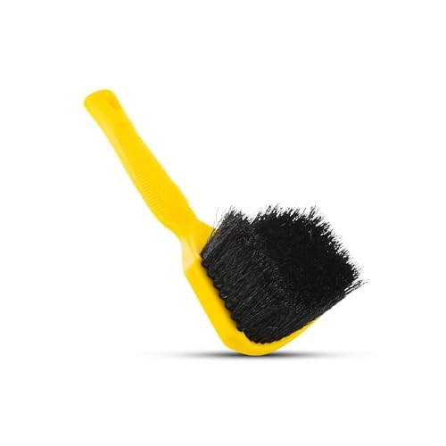 Motorcycle Curved Tire Brush – Ergonomic Grip & Stiff Bristles for Live Wire