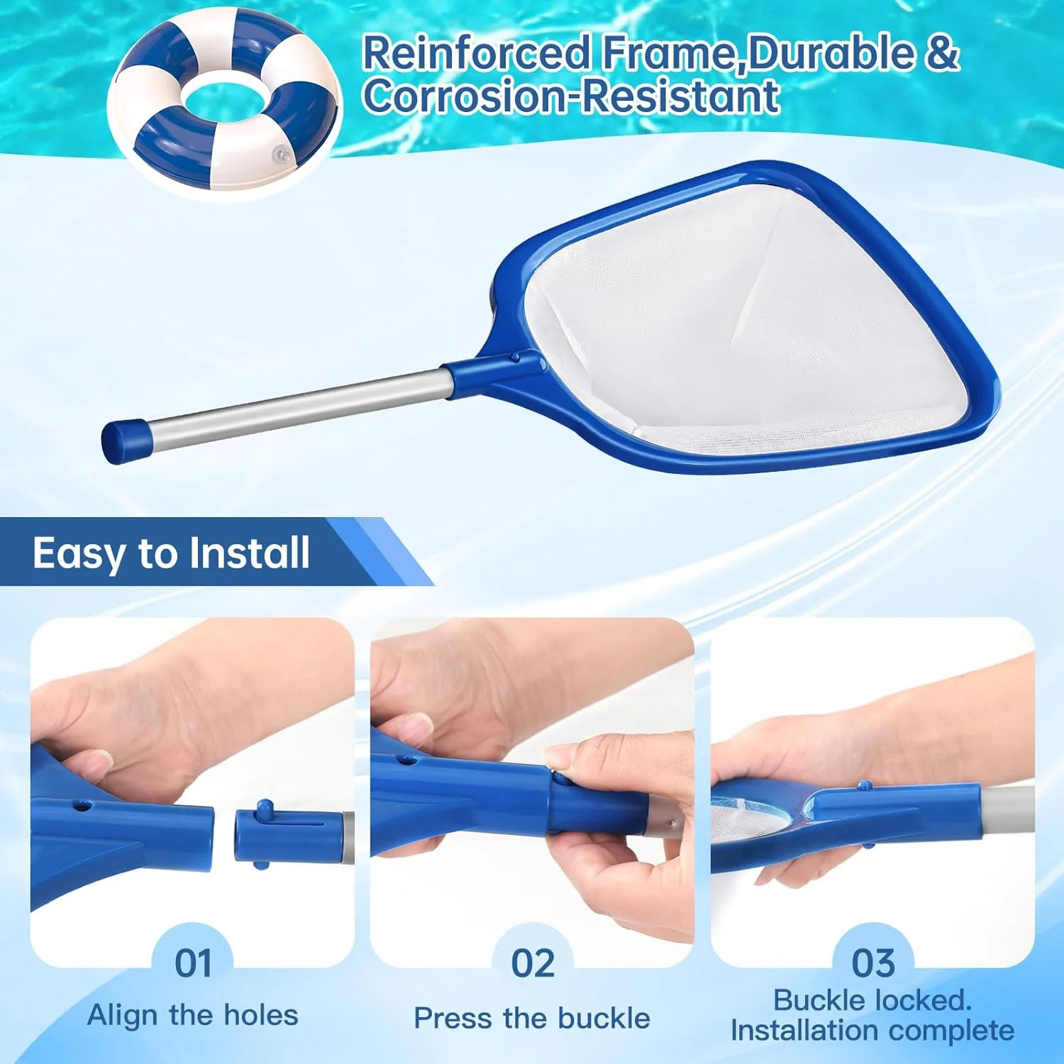 Pool Net, Professional Swimming Pool & Hot Tub Skimmer Net Accessories, Pool Lea