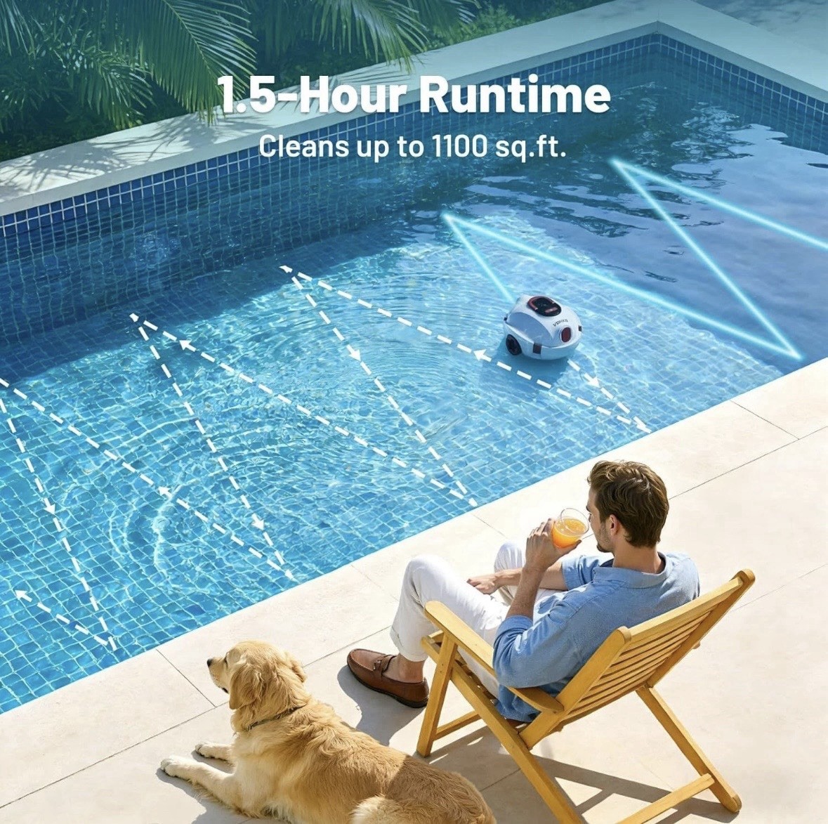 P10 Cordless Robotic Pool Cleaner 100-Minutes Battery Life, Dual Suction